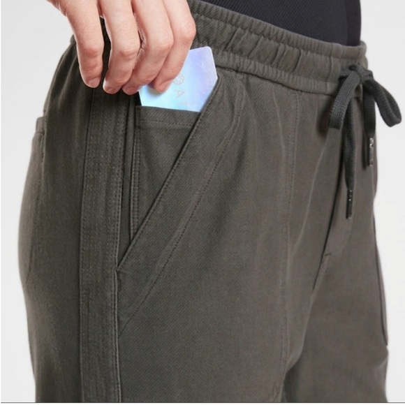 Athleta Fallon Sun-washed Brown Grey Heavy Cotton Blend Joggers 2 - Picture 2 of 8